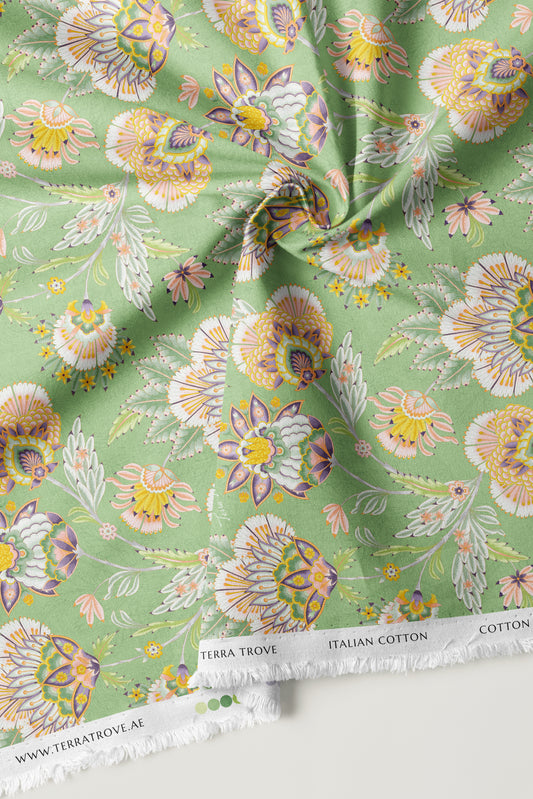 Sage Blossom - Italian Cotton Fabric | SUM26