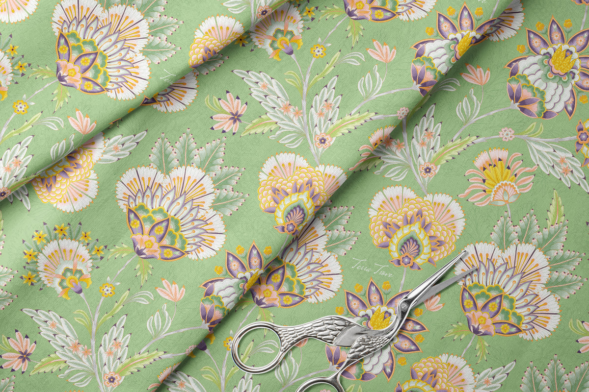 Sage Blossom - Italian Cotton Fabric | SUM26
